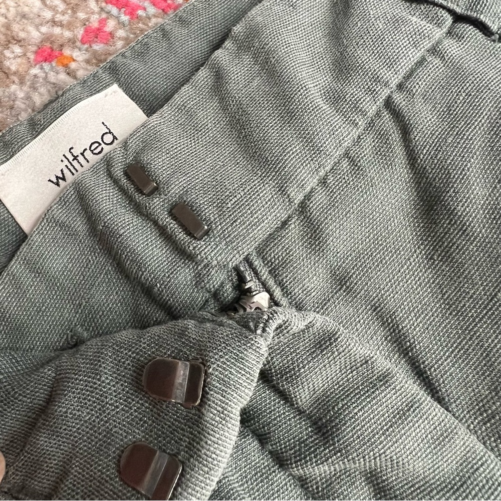 Wilfred Aritzia Green Linen Culottes Wide Leg Cropped Pants 0 - Picture 6 of 12